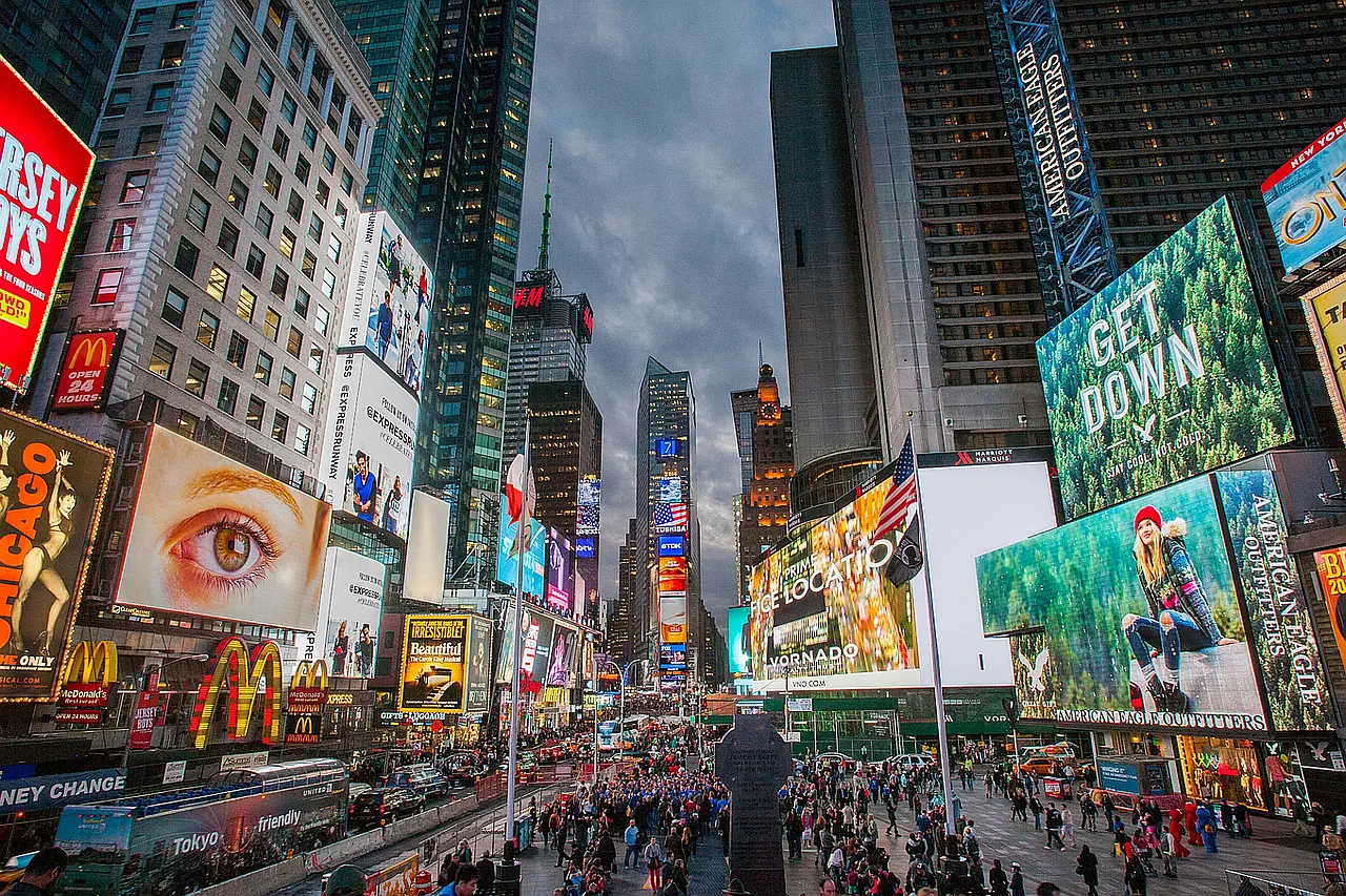 Image of crowds in Time Square - Photo by James Ting on Unsplash